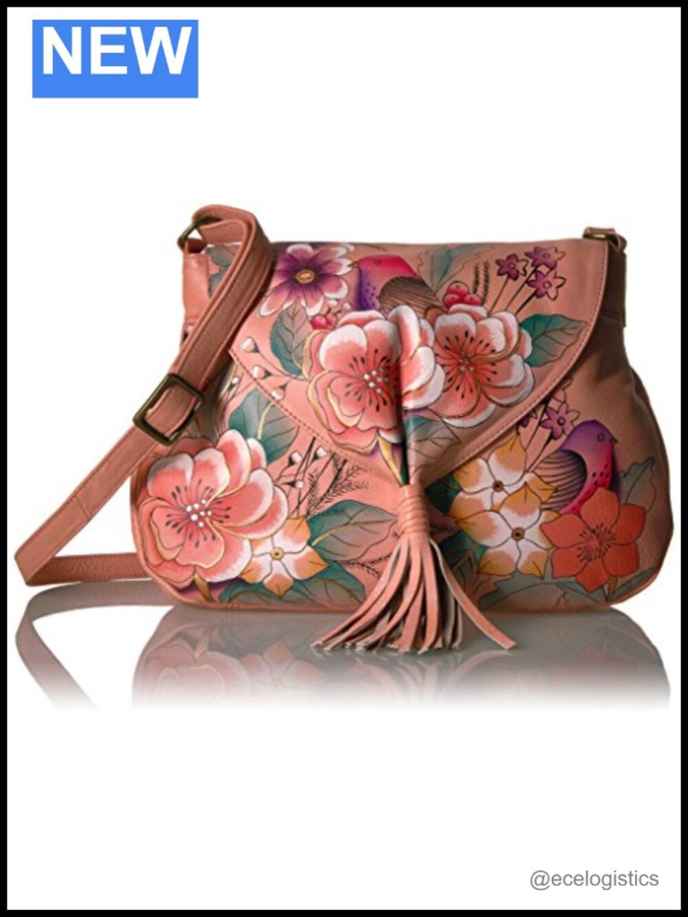 Hand Painted Leather Hobo Bag - Genuine Cow Leather